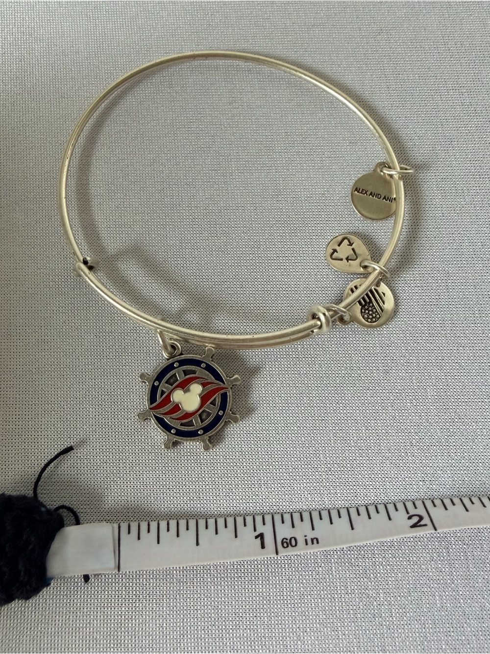 Alex and Ani Silver Disney Cruise line Nautical Wheel Charm Bangle